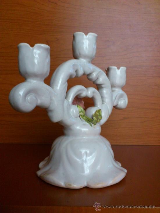 Antig&uuml;edades: Candelabro antiguo en ceramica - Foto 7