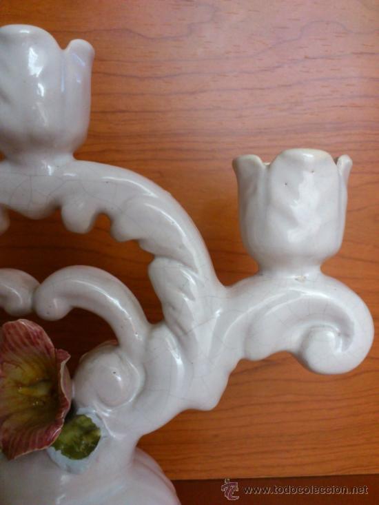 Antig&uuml;edades: Candelabro antiguo en ceramica - Foto 11