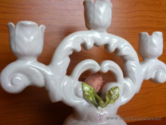 Antig&uuml;edades: Candelabro antiguo en ceramica - Foto 13
