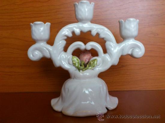 Antig&uuml;edades: Candelabro antiguo en ceramica - Foto 18