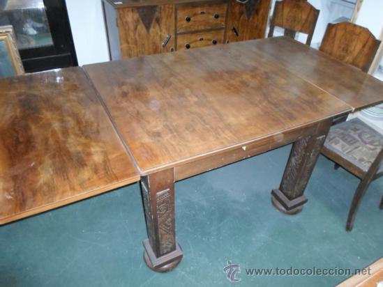 Antig&uuml;edades: MESA EXTENSIBLE+6 SILLAS ART D&Eacute;CO - Foto 1
