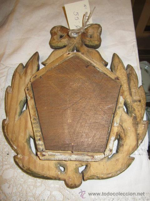 Antig&uuml;edades: Cornucopia de madera antigua. espejo Medida: 20 x 24 cms. - Foto 2