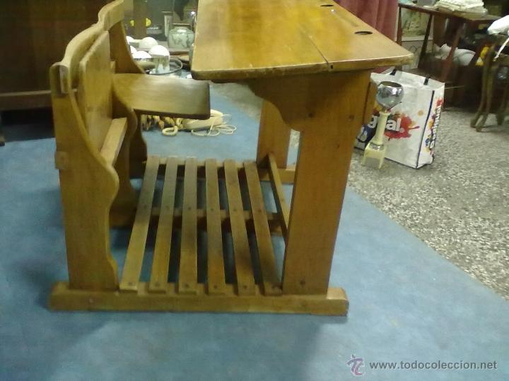 Antig&uuml;edades: ANTIGUO PUPITRE DOBLE DE ESCUELA - Foto 4