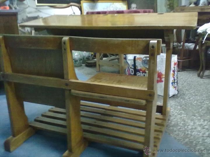 Antig&uuml;edades: ANTIGUO PUPITRE DOBLE DE ESCUELA - Foto 3