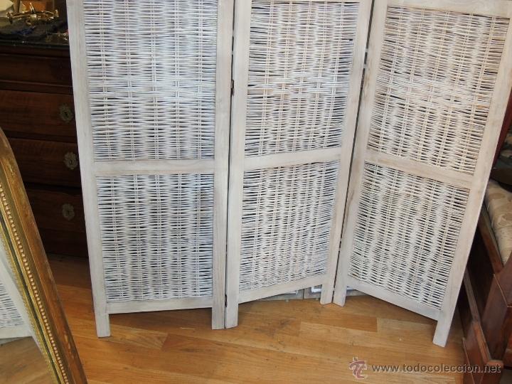 Antig&uuml;edades: BIOMBO DE MIMBRE DE TRES HOJAS - Foto 3