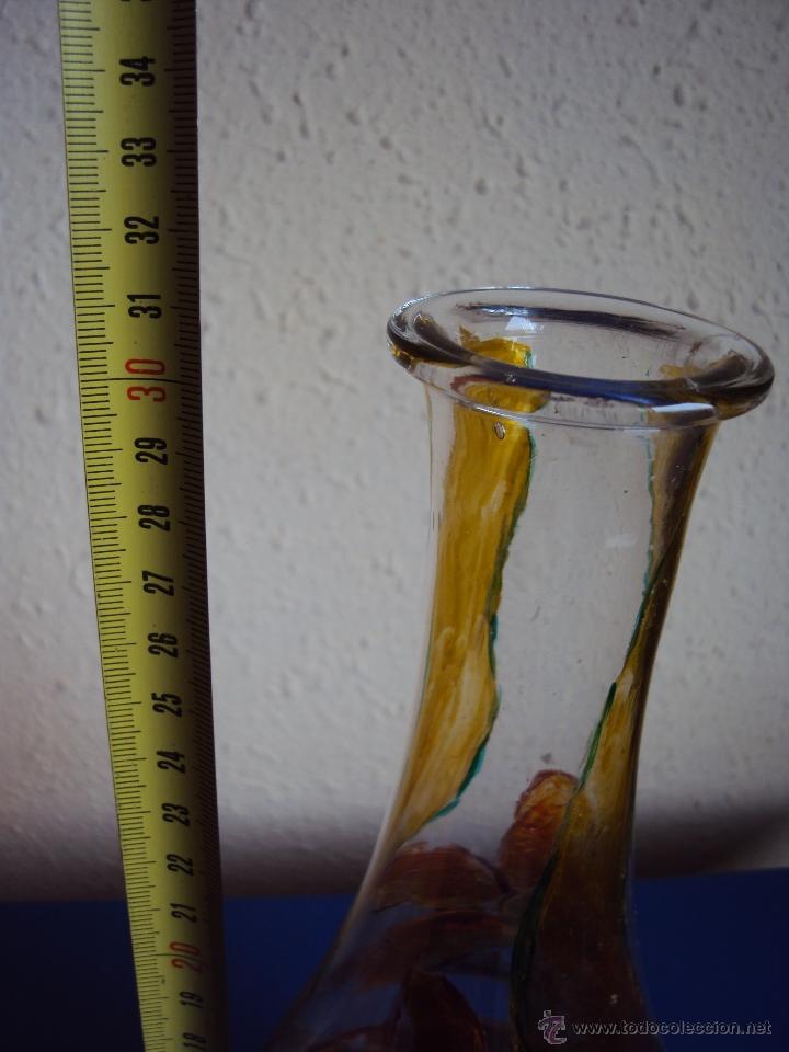 Antig&uuml;edades: (BOT-15)BOTELLA DE CRISTAL ANTIGUO DECORADA A MANO - Foto 6