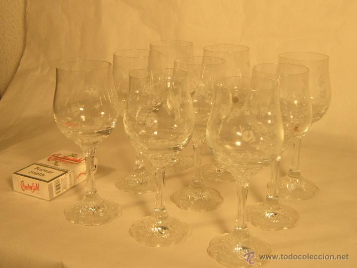 Antig&uuml;edades: 9 COPAS EN CRISTAL TALLADO - Foto 3