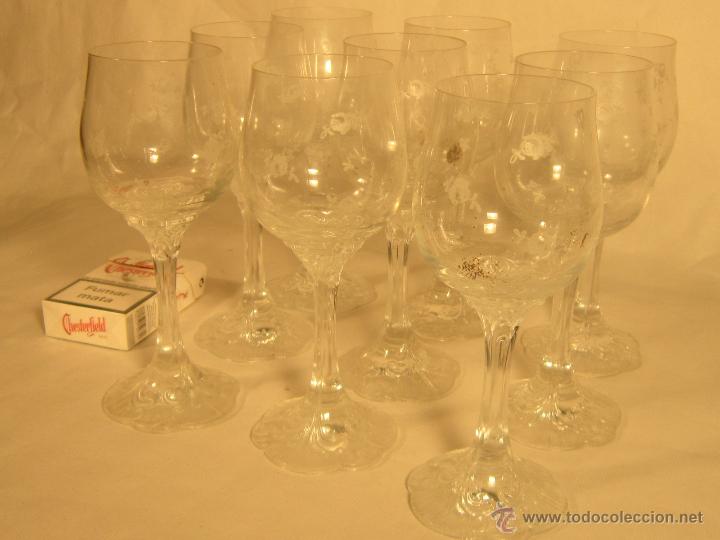 Antig&uuml;edades: 9 COPAS EN CRISTAL TALLADO - Foto 1