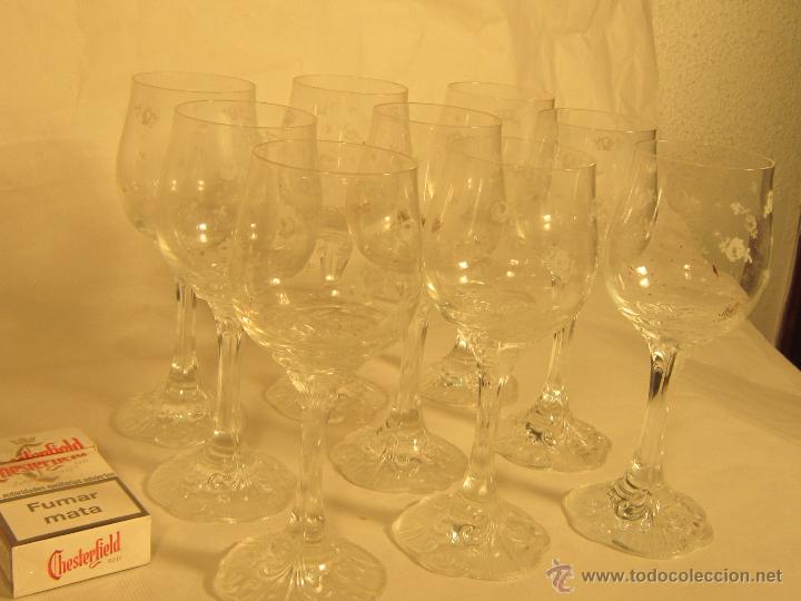Antig&uuml;edades: 9 COPAS EN CRISTAL TALLADO - Foto 2