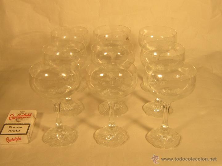Antig&uuml;edades: 9 COPAS EN CRISTAL TALLADO - Foto 1