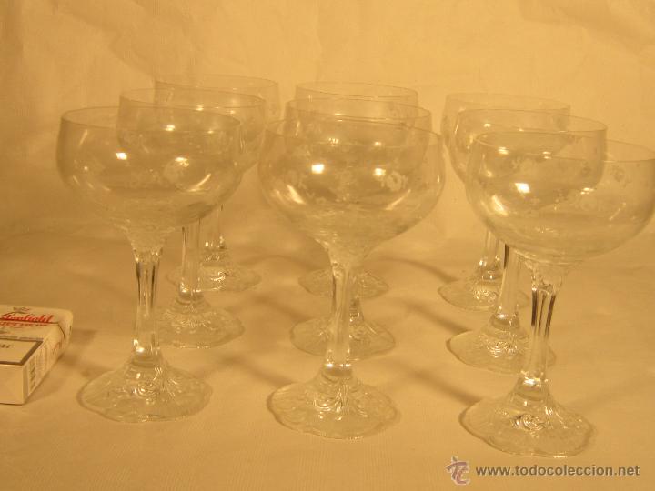 Antig&uuml;edades: 9 COPAS EN CRISTAL TALLADO - Foto 2