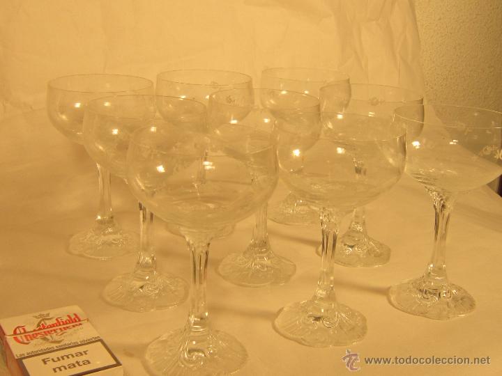 Antig&uuml;edades: 9 COPAS EN CRISTAL TALLADO - Foto 3