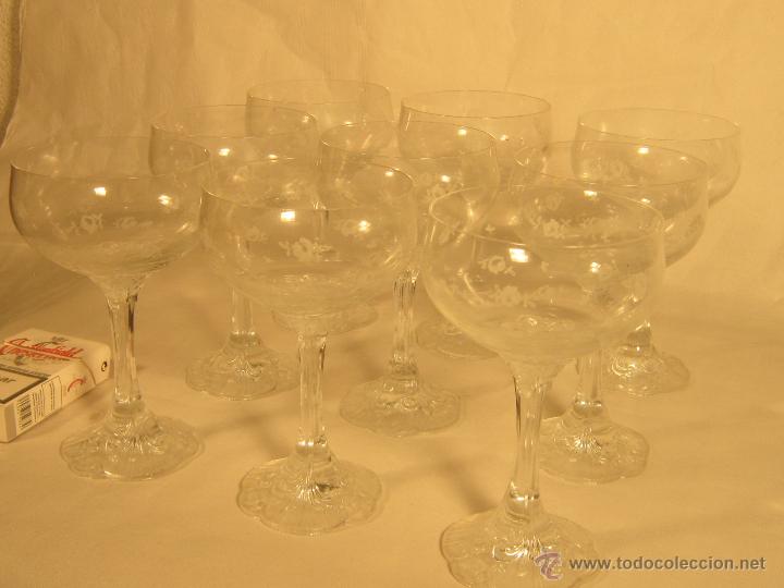 Antig&uuml;edades: 9 COPAS EN CRISTAL TALLADO - Foto 5