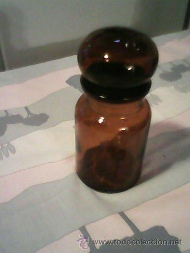 Antigüedades: Antiguo Tarro de Farmacia de vidrio marrón con la tapa termica, Mad In BELGIUM N.3 - Foto 1 - 39577015
