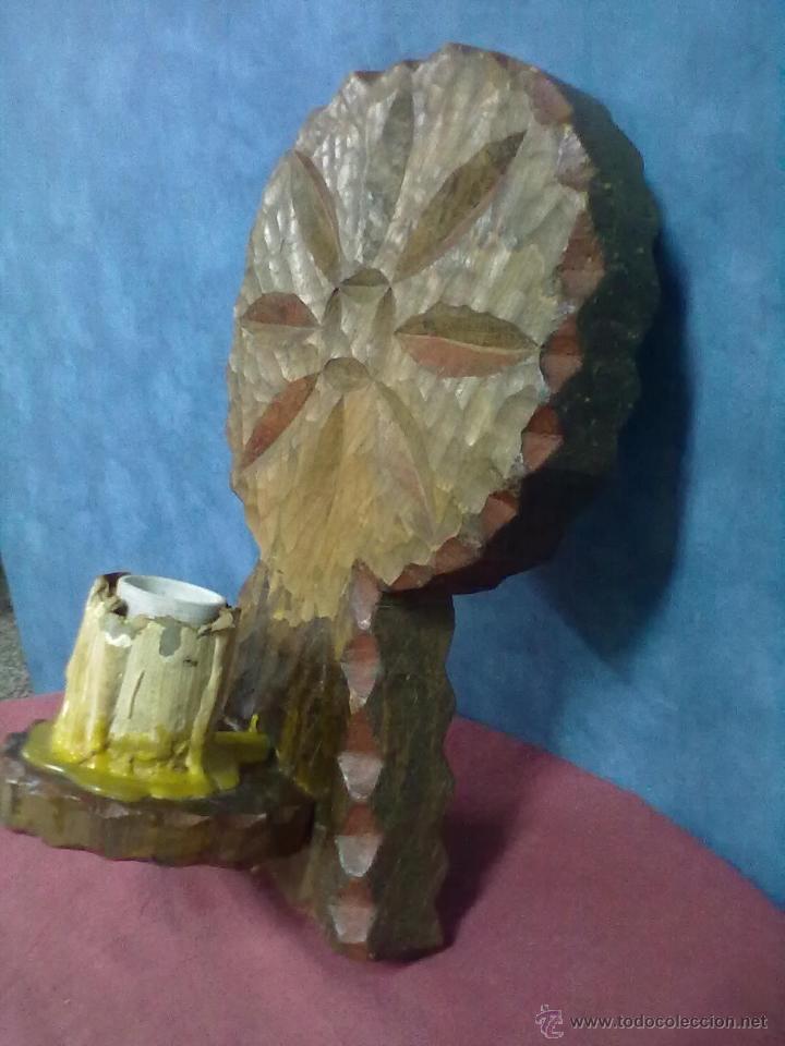 Antig&uuml;edades: APLIQUE MADERA TALLADA VELON DE UNA LUZ - Foto 2