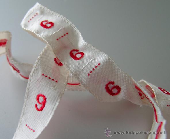 Antiques: Antigua Cinta Algod&oacute;n n&uacute;mero *6 &oacute; 9* bordado rojo. A Estrenar. 24 n&uacute;meros - Ancho 9mm | Vintage