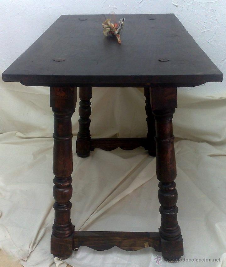 Antig&uuml;edades: MESA MADERA S. XIX. TABLERO RECTANGULAR EN NOGAL Y PATAS TORNEADAS. - Foto 5