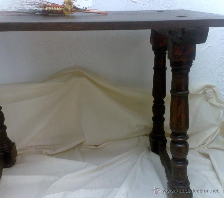 Antig&uuml;edades: MESA MADERA S. XIX. TABLERO RECTANGULAR EN NOGAL Y PATAS TORNEADAS. - Foto 8