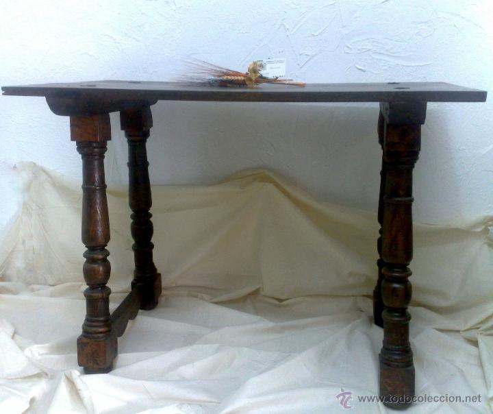 Antig&uuml;edades: MESA MADERA S. XIX. TABLERO RECTANGULAR EN NOGAL Y PATAS TORNEADAS. - Foto 11