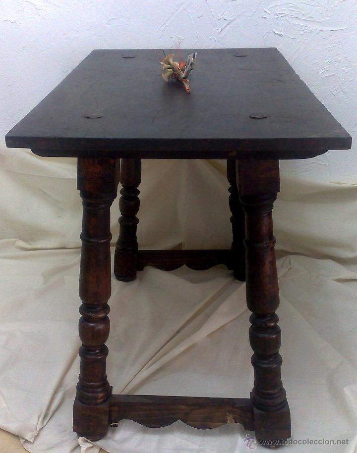 Antig&uuml;edades: MESA MADERA S. XIX. TABLERO RECTANGULAR EN NOGAL Y PATAS TORNEADAS. - Foto 12