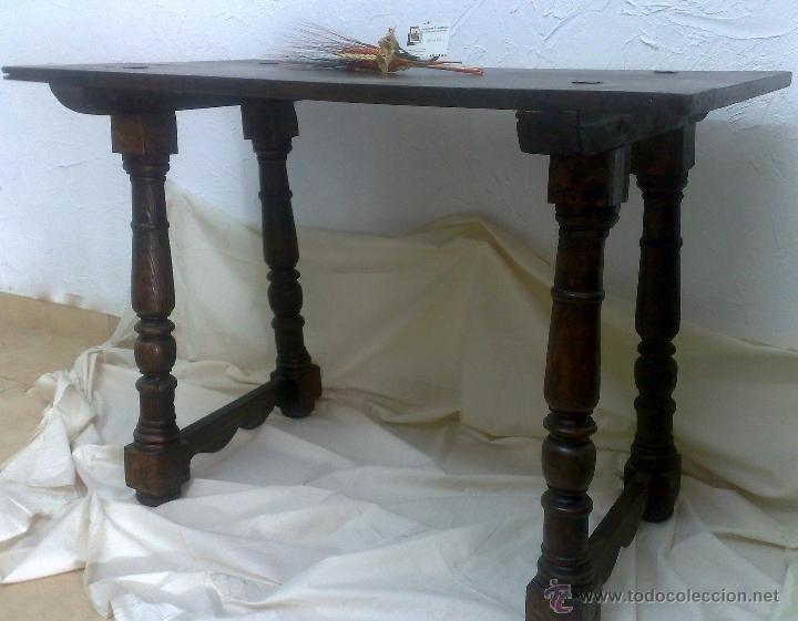 Antig&uuml;edades: MESA MADERA S. XIX. TABLERO RECTANGULAR EN NOGAL Y PATAS TORNEADAS. - Foto 21