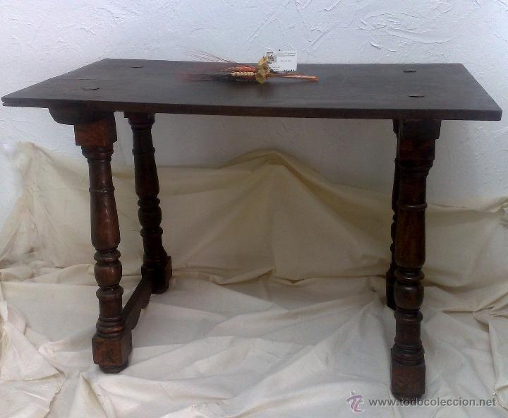 Antig&uuml;edades: MESA MADERA S. XIX. TABLERO RECTANGULAR EN NOGAL Y PATAS TORNEADAS. - Foto 22
