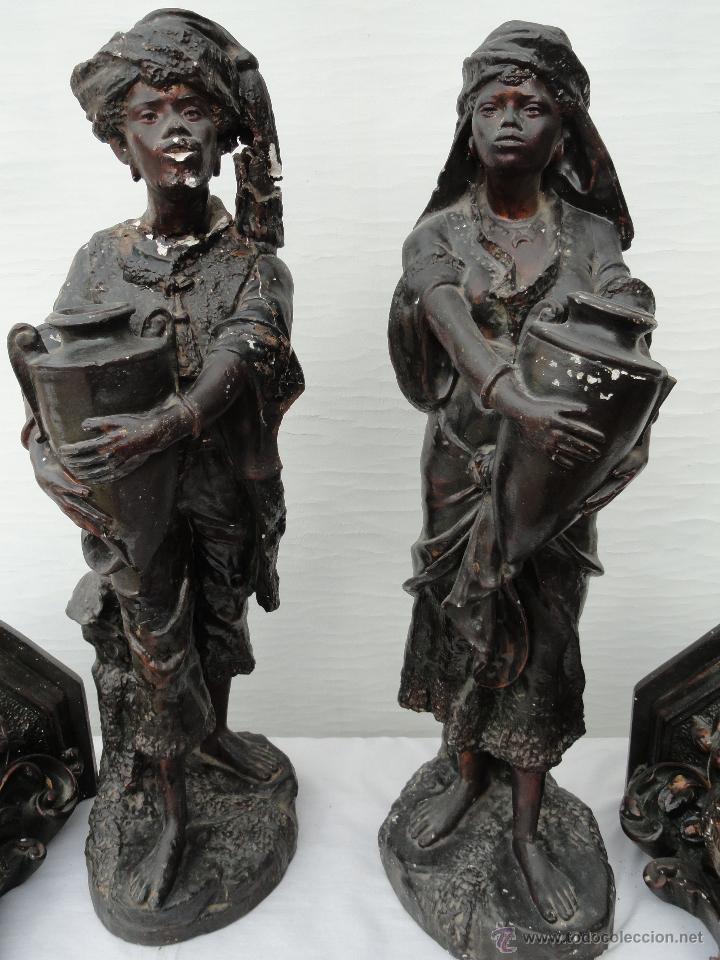 Antig&uuml;edades: PRECIOSAS FIGURAS DE YESO CON PEANAS. - Foto 2