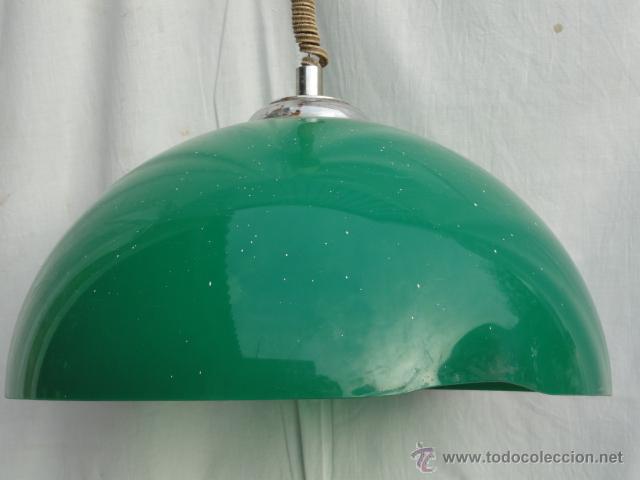 Antig&uuml;edades: L&Aacute;MPARA DE TECHO CON PANTALLA VERDE. - Foto 2