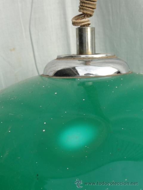 Antig&uuml;edades: L&Aacute;MPARA DE TECHO CON PANTALLA VERDE. - Foto 3