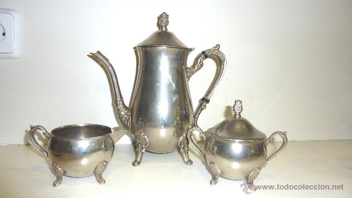 Antiguo juego de cafe o te bañado en plata. 3 p - Vendido en Venta Directa  - 40296476