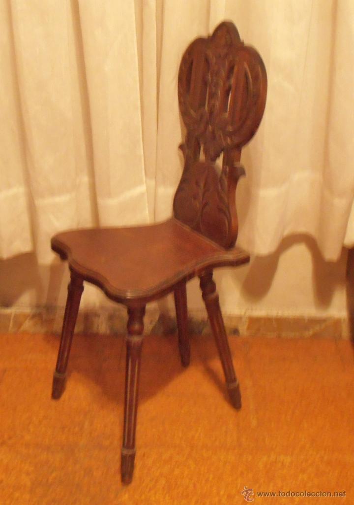 Antig&uuml;edades: SILLA DE RESPALDO TALLADO - Foto 1