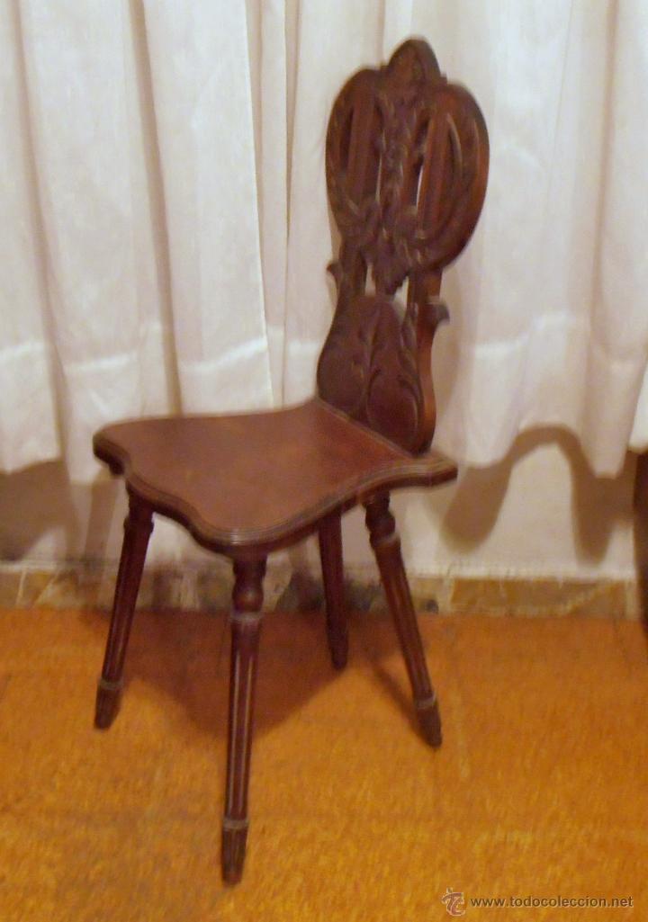 Antig&uuml;edades: SILLA DE RESPALDO TALLADO - Foto 7