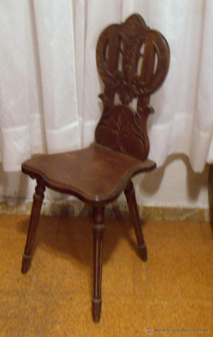 Antig&uuml;edades: SILLA DE RESPALDO TALLADO - Foto 8