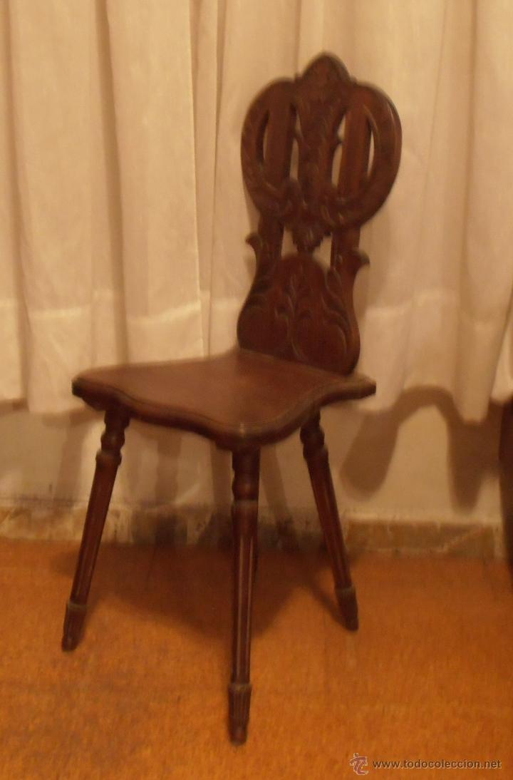 Antig&uuml;edades: SILLA DE RESPALDO TALLADO - Foto 9
