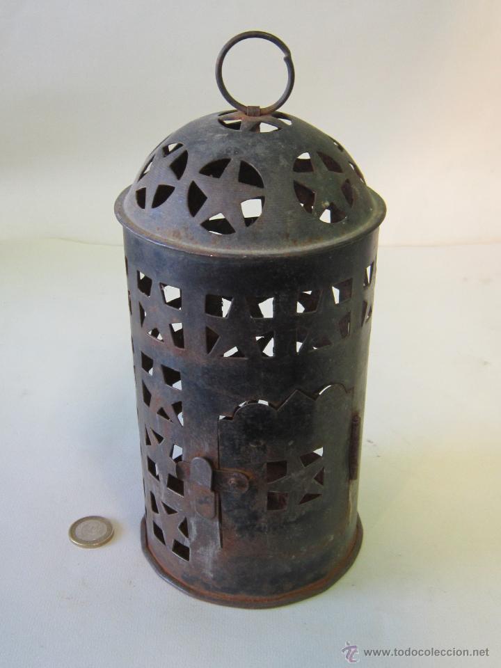 Antig&uuml;edades: FAROL DE VELA EN METAL - Foto 2