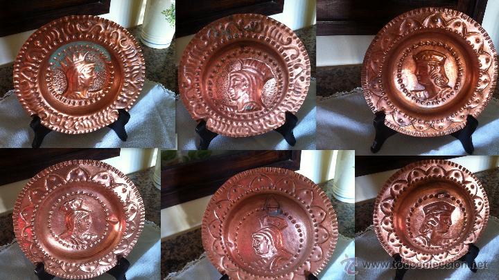 Antig&uuml;edades: 3 Platos de cobre decorativos - Foto 1