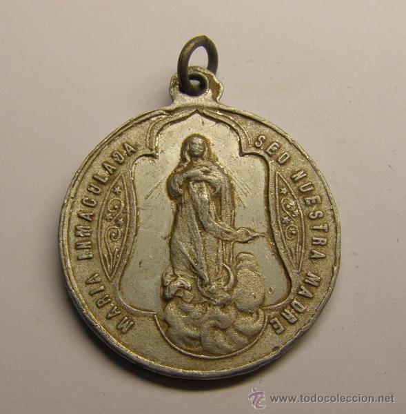 Antig&uuml;edades: Medalla religiosa Recuerdo de 1&ordf; Comunion. - Foto 2