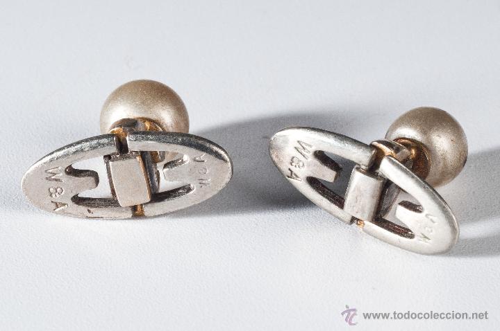 Antig&uuml;edades: GEMELOS DE METAL CON PERLAS - Foto 2