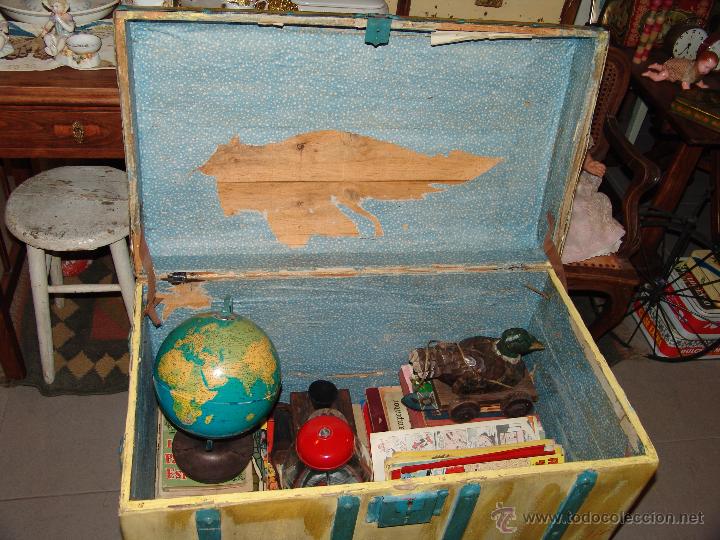 Antig&uuml;edades: GRACIOSO BAUL DE MADERA PINTADO - Foto 4