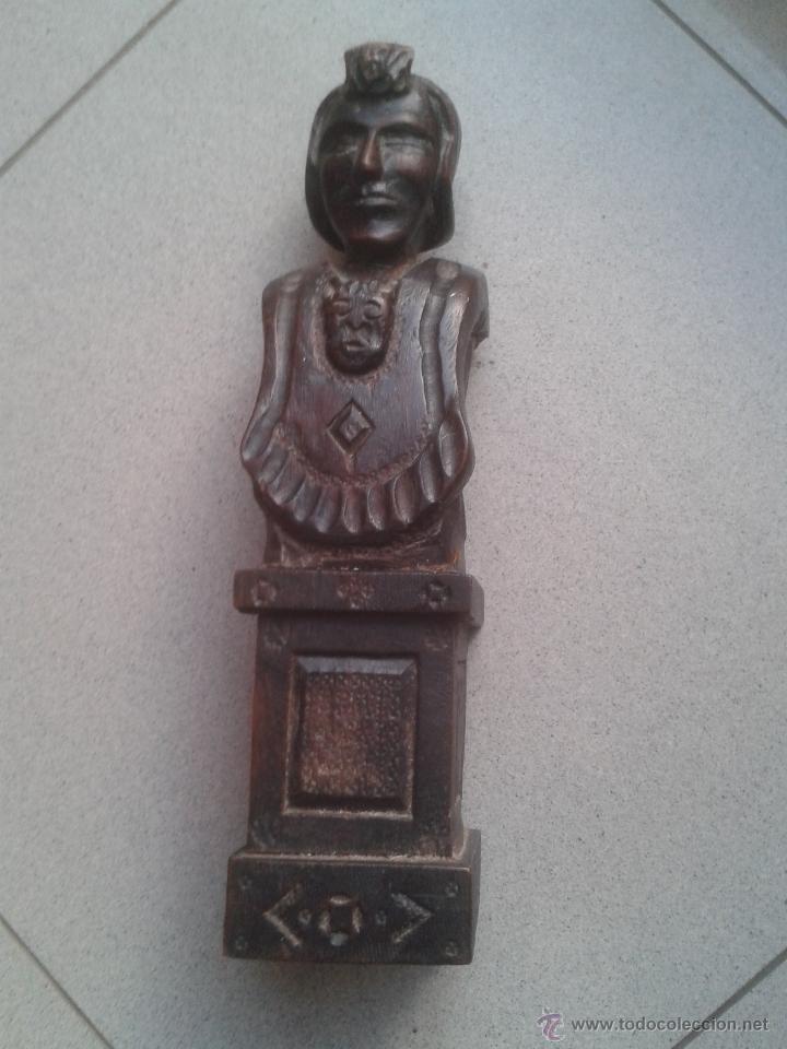 Antiques: talla en madera.torso de guerrero mide 27 cms altura