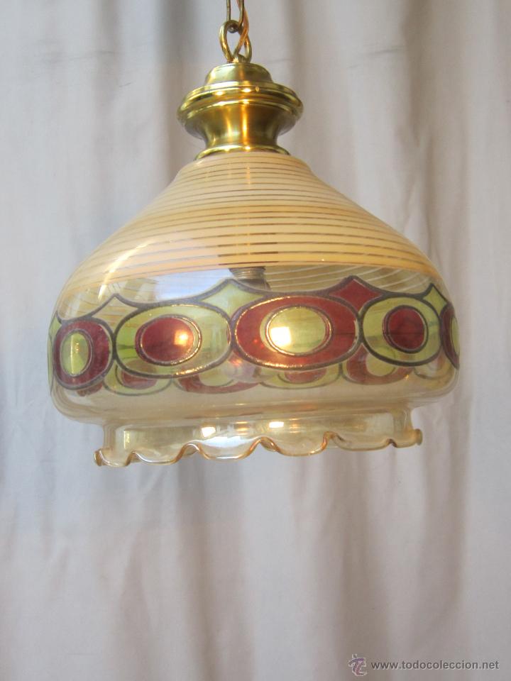 Antig&uuml;edades: LAMPARA DE TECHO EN METAL Y CRISTAL - Foto 1