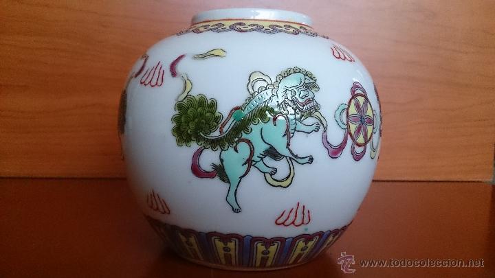 Antigüedades: Antiguo jarrón en porcelana China Zhong Guo Zhi Zao ( Perros Foo ) - Foto 5 - 41052024