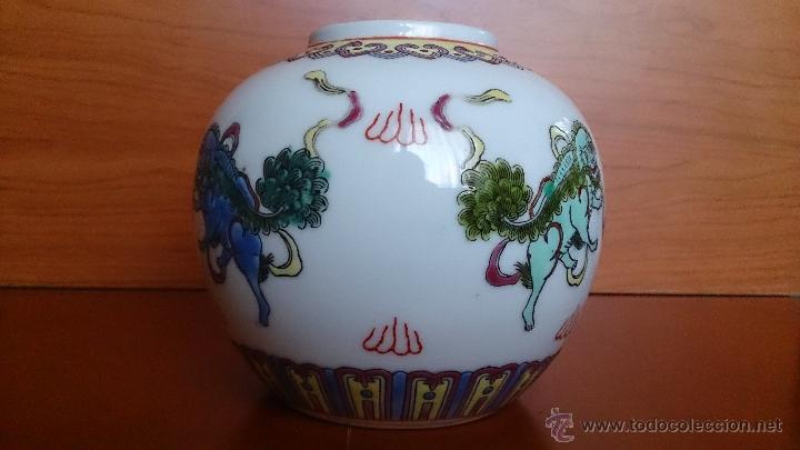 Antigüedades: Antiguo jarrón en porcelana China Zhong Guo Zhi Zao ( Perros Foo ) - Foto 6 - 41052024