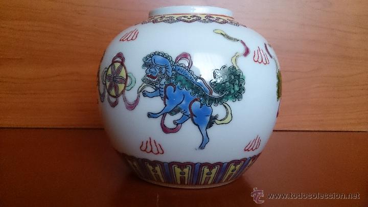 Antigüedades: Antiguo jarrón en porcelana China Zhong Guo Zhi Zao ( Perros Foo ) - Foto 7 - 41052024