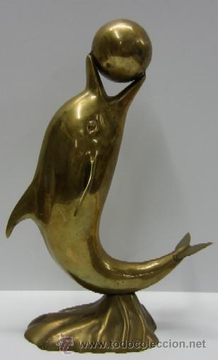 Antig&uuml;edades: DELFIN - FIGURA EN LATON - Foto 1
