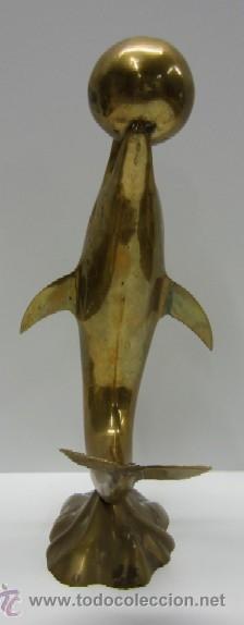 Antig&uuml;edades: DELFIN - FIGURA EN LATON - Foto 2