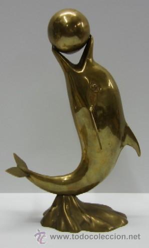 Antig&uuml;edades: DELFIN - FIGURA EN LATON - Foto 3
