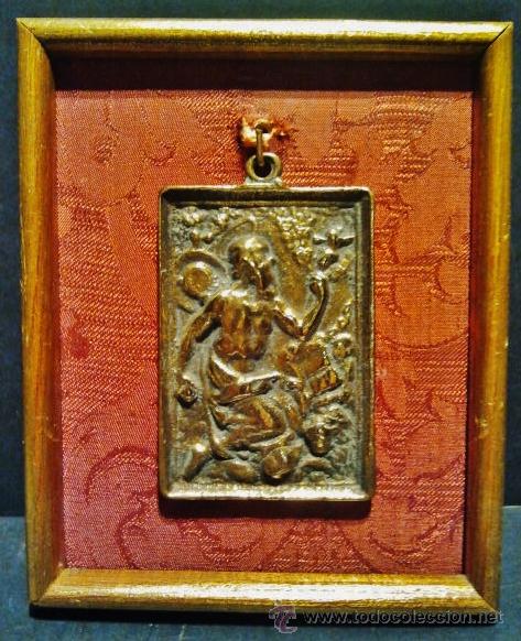 Antig&uuml;edades: Antigua placa devocional de bronce de San Jer&oacute;nimo. S. XVII. - Foto 1