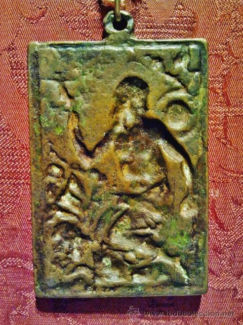 Antig&uuml;edades: Antigua placa devocional de bronce de San Jer&oacute;nimo. S. XVII. - Foto 3
