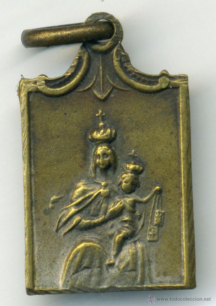 Antig&uuml;edades: Antigua medalla del Coraz&oacute;n de Jesus y de la Virgen y el ni&ntilde;o, rectangular - Foto 1